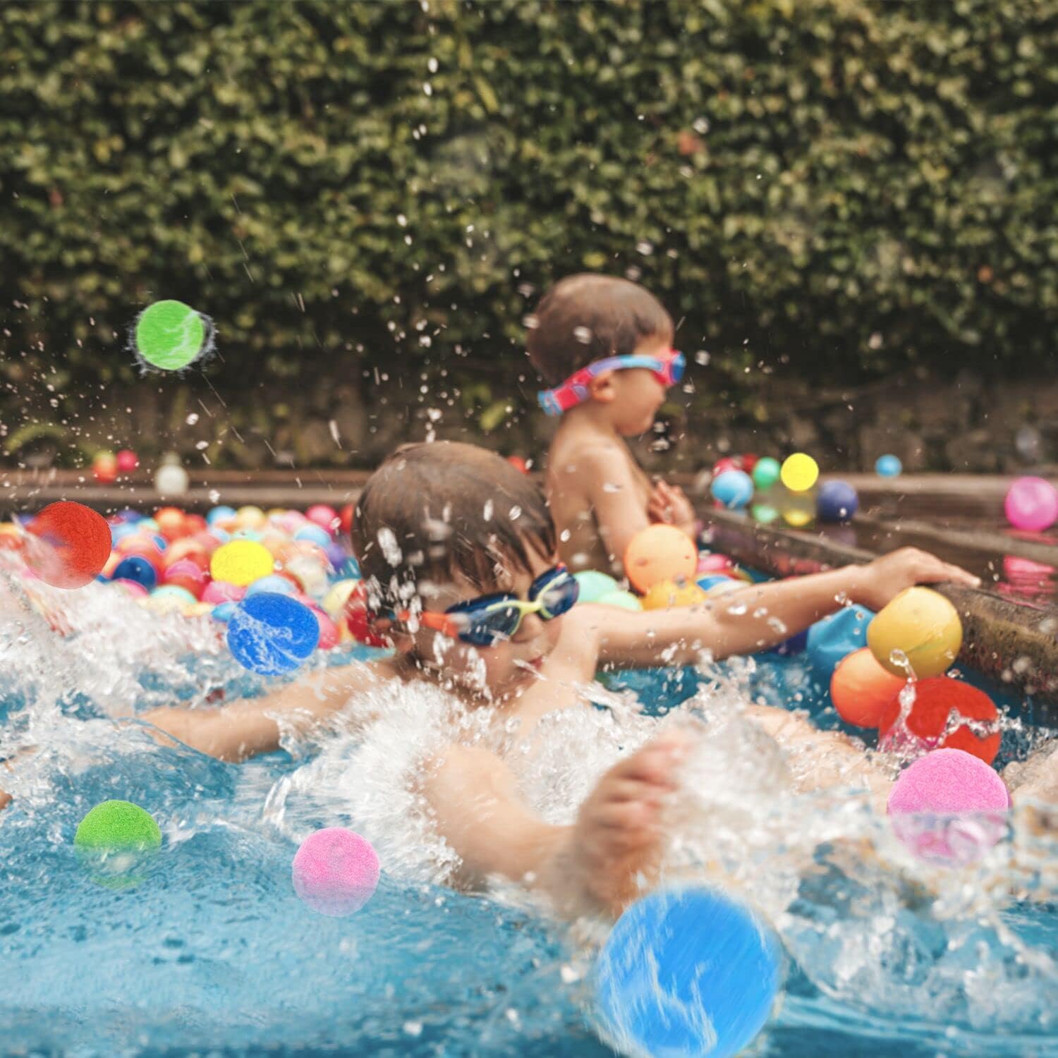 Jishi 48Pcs Reusable Water Balls, Kids Summer Outdoor Toys, Outside Activity Games for Backyard Yard Beach Pool Party Favors, Summer Water Fun Toddler Outdoor Play Toys for Boys Girls Ages 3+ Year Old