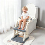 Potty Training Toilet Seat for Toddlers,2 in 1 Toddler Toilet Seat with Steps, Grey Adjustable Toddler Seat for Boys Girls,with Anti-Slip Steps Splash Guard Safety Handles.