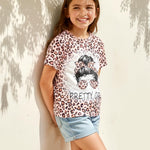 PATPAT Girls Shirts Size 10-11 Leopard Print Graphic Tees, Cheetah Print Outfit, Crew Neck Short Sleeve Cheetah Tops Summer Clothes Cute Summer Outfits Preppy Tops