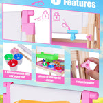 JOYOOSS Easel for Kids Art Easel Kids Easels for Toddlers,Wooden Kid Easel with Paper Roll - Chalkboard for Kids Adjustable Double Sided Kids Dry Erase Board, Outdoor Easel for Kids Art Easel Toddler