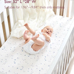 Momcozy Muslin Standard Fitted Crib Sheets, 52"x28", 2 Pack Soft Breathable Natural Cotton Baby Mattress Sheet, 360° Mattress Wrapping No Slip Boys Girls Neutral Toddler Bed Sheet, Blue Star Moon
