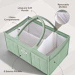 DADADEER Baby Diaper Caddy Organizer, Portable Nursery Storage Basket for Newborn Essentials, Changing Table & Car Caddy Organizer, Gift for Baby Shower, Registry Must-Have for Boy Girl, Green