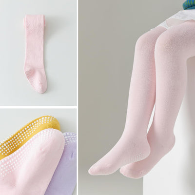 EPEIUS Baby Tights Seamless Non Slip/Skid Leggings Newborn Girl Cotton Stockings Baby Boy Footed Pants Solid Plain Tights Pantyhose for 0-3 Months,4 Pack,Navy/White/Pink/Magenta XXS