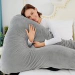 Meiz Pregnancy Pillows Cooling, Pregnancy Pillow U Shaped, Full Body Pillow and Maternity Pillow for Support Neck/Back/Legs with Pregnancy Pillow Cooling Jersey Cover & Velvet Cover, Grey