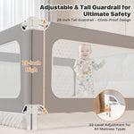 MagicFox 3 Piece Queen Size Bed Rail for Toddlers,Upgraded Height Adjustable Baby Bed Rail Guard, Thickened Child Safety Bed Rails for Queen Size Beds (78.7"x78.7"x60" Gray)