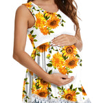Xpenyo Womens Maternity Tank Top Sleeveless Lace Crochet Trim Peplum Cami Shirts Sunflower White 2XL