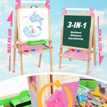 JOYOOSS Easel for Kids Art Easel Kids Easels for Toddlers,Wooden Kid Easel with Paper Roll - Chalkboard for Kids Adjustable Double Sided Kids Dry Erase Board, Outdoor Easel for Kids Art Easel Toddler