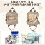 CandyHome Diaper Bag Backpack, Stylish Travel Baby Diaper Bags with Changing Pad, Insulated Pockets, Waterproof Baby Bag Converts into Tote Bag, Diaper Backpack, Stroller Bag (Khaki)