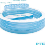 INTEX Swim Center Inflatable Family Lounge Pool: Built-In Bench – Cup Holder – 156 Gallon Capacity – 90" x 86" x 31" – Blue