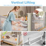 BABY JOY Bed Rail for Toddlers, 59" Vertical Lifting Extra Long Infants Safety Bed Side Rails with Double Lock, Foldable Baby Bed Rail Guard for Twin Double Full Size Queen King Bed Mattress (Gray)