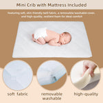Flwrgirl Convertible Mini Baby Crib - Portable Bedside Bassinet with Mattress Included,3 Heights Baby Crib with Wheels for Small Room and Newborns 0-12 Months,Unpainted