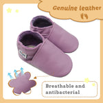 Mejale Baby Soft Soled Leather Moccasins Anti-Slip Infant Toddler Shoes First Walkers(Light Purple,0-6 Mos)
