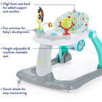 Kolcraft Tiny Steps 2 in 1 Foldable Infant and Baby Walker with Wheels, Seated or Walk Behind Activity Center, Entertaining Developmental Activities for Boys and Girls, Wide Base Sturdy Frame, Bubbles