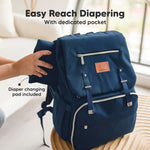 KeaBabies Baby Diaper Bag Backpack with Changing Pad - Waterproof Baby Bag for Mom and Dad, Insulated Bottle Pockets, Durable Toddler, Twin, Boy Girl Diaper Backpack for Travel, Large (Navy Blue)
