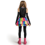 Spooktacular Creations Halloween Kids Skeleton Costume, Funky Punky Bone Colorful Skeleton Deluxe Costume, Halloween Girls Outfit Set with Hair Extensions