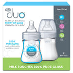 Chicco Duo 5oz Hybrid Baby Bottle, Real Glass Inside, Lightweight Plastic Outside, Patented Invinci-Glass Technology, Intui-Latch Nipple, 2-Pack, Clear/Grey