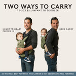 Baby Tula Lite Ripstop Nylon Compact Baby Carrier, Lightweight & Ergonomic Carrier for Travel w/Convenient Storage Hip Pouch, Multiple Carrying Positions for 12lbs to 30lbs - Soar (Olive Green/Birds)