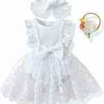 Renotemy Newborn Baby Girl Lace Romper Infant Summer Boho Flower Tulle Dress Party Gifts Newborn Photography Outfits