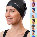 Limmys Men’s Women’s Unisex Swimming Cap - 100% Silicone Ladies Swim Caps - Premium Quality, Stretchable and Comfortable Swimming Hats - Available in Different Attractive Color (Jet Black)