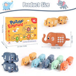 Chelpopo 10PCS Elephant Number & Alphabet Learning Toys for Toddlers 2-4, Toddler Preschool Learning Activities, Educational Montessori Toys for 2 Year Old, Double Sided Matching Game 1-10 & A-J