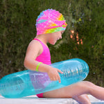 AuSletie Kids Swim Caps for Girls, Silicone Waterproof Swimming Cap for Kids, Durable Comfortable Swimming Caps for Girls