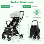BABY JOY Lightweight Baby Stroller, Compact Travel Stroller for Airplane, Infant Toddler Stroller w/Adjustable Backrest & Canopy, Storage Basket, Self Standing Gravity Fold, Aluminium Frame (Gray)