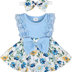 Baby Girl Clothes Newborn Romper Dress Infant Lace Ruffle Sleeveless Summer Outfits with Headband 0-12 Months