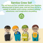 PlanToys Wooden 4 Piece Service Crew (6268) | Sustainably Made from Rubberwood and Non-Toxic Paints and Dyes