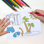 Faccito 24 Pcs Summer Beach Coloring Books Mini DIY Art Drawing Book Bulk Including Pineapple Coconut Flamingo Beach Pool Fun and Relaxing Patterns for Birthday Activity