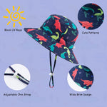 XIAOHAWANG Baby Boy Bucket Toddler Kids Sun Hat UPF 50+ Wide Brim Outdoor Beach Caps Play hat (JC Dinosaur, 48cm(6-12 Months))