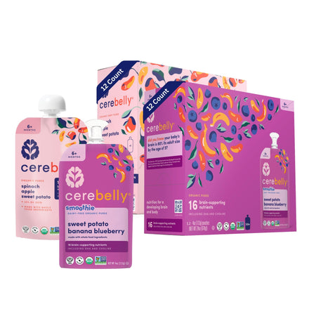 Cerebelly products including a pouch and boxes on a white background