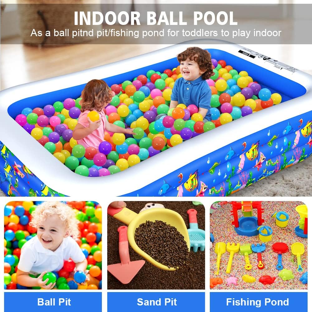 Inflatable Swimming Pool, 120" x 72" x 22" Kiddie Pools, Family Lounge Pools Thickened Above Ground Family Pool for Summer Water Party, Backyard, Garden Lawn, Blue