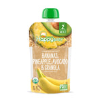 Happy Baby Organics Clearly Crafted Stage 2 Baby Food Bananas, Pineapples, Avocado & Granola, 4 Ounce Pouch (Pack of 16) (Packaging May Vary)