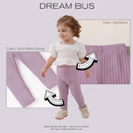 DREAM BUS 5 Pack Toddler Girl Pants Baby Girl Solid Ribbed Pants Toddler Girls Bottoms Leggings Newborn Cotton Jogger
