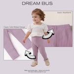 DREAM BUS 5 Pack Toddler Girl Pants Baby Girl Solid Ribbed Pants Toddler Girls Bottoms Leggings Newborn Cotton Jogger