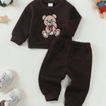 Kucnuzki Baby Girl Fall Winter Clothes Brown Crewneck Sweatshirt Plain Long Sleeve Shirts Cute Tops Baby Pants 12 18 Months Girl Clothes Toddler Outfit