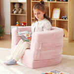 Welnow 3-in-1 Kid Toddler Travel Bed, Convertible Portable Toddler Flip Out Floor Beds, Foldable Kid Cot with Washable Cover & High-Density Mattress, Kids Folding Couch for Girl or Boy, Pink