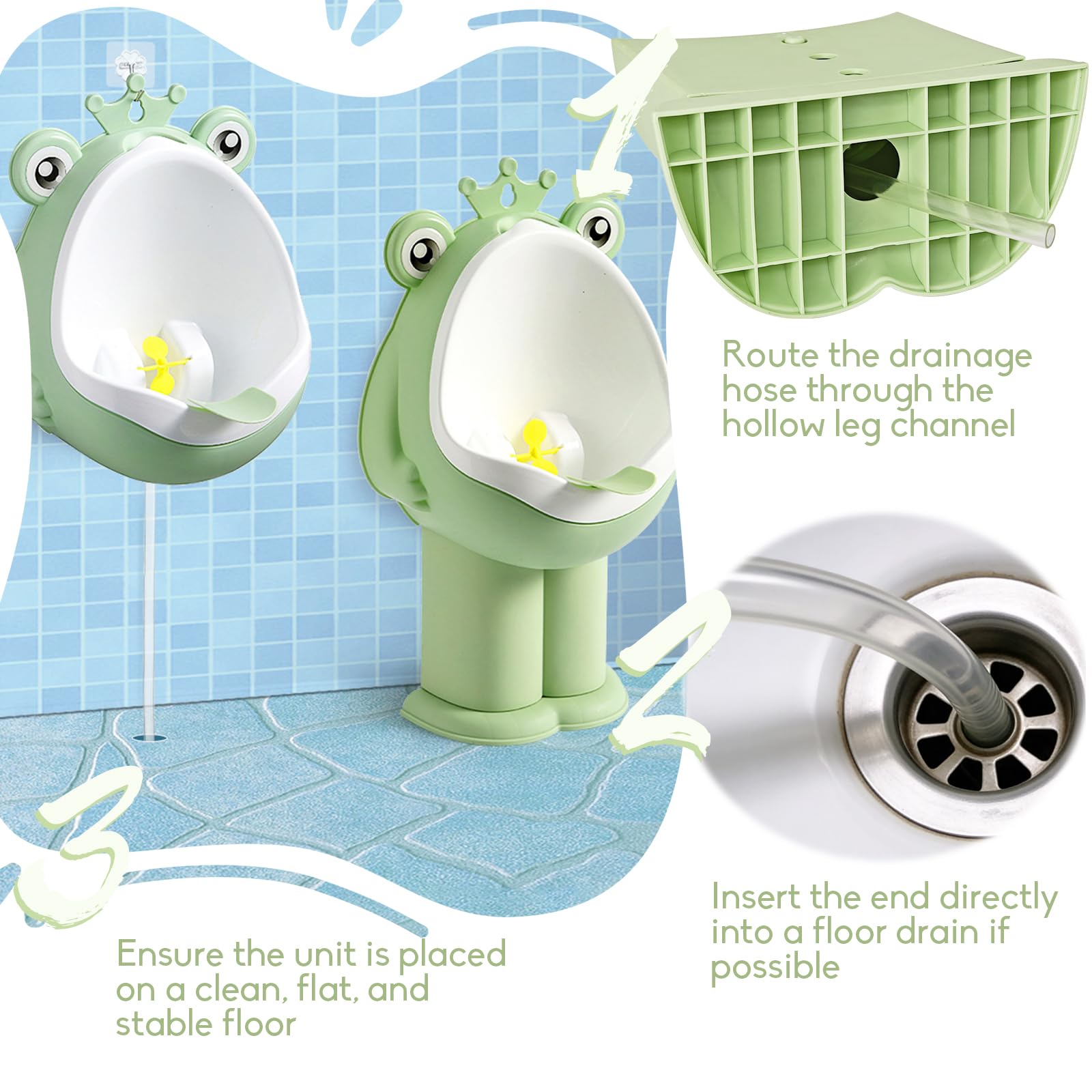 Frog Pee Training,Potty Training Urinal for Boys Kids Toddler Standing Urinal Wall-Mounted Toilet with Funny Aiming Target,Green
