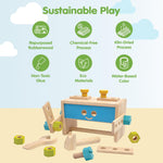 PlanToys Wooden Transforming Robot Tool Box with Wrench, Nuts & Bolts, Wooden Planks, and Shapes| Sustainably Made from Rubberwood and Non-Toxic Paints and Dyes