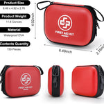 Mini First Aid Kit - 150 Piece Small Waterproof Hard Shell Medical Kit for Home, Car, Travel, Camping, Truck, Hiking, Sports, Office, Vehicle & Outdoor Emergencies- Small First Aid Medical Kit (Red)