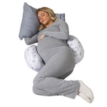 Boppy Side Sleeper Pregnancy Pillow, Gray Falling Leaves, Portable, Supportive Pregnancy Pillows for Sleeping on Your Side, Stay-Put Design with Stretchy Center Panel That Grows with Your Bump