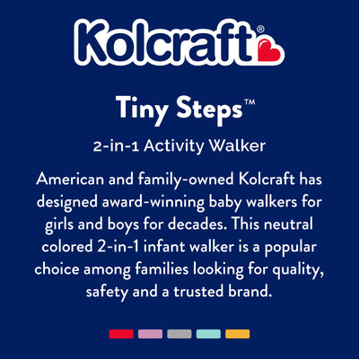 Kolcraft Tiny Steps 2 in 1 Foldable Infant and Baby Walker with Wheels, Seated or Walk Behind Activity Center, Entertaining Developmental Activities for Boys and Girls, Wide Base Sturdy Frame, Bubbles