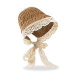 pureborn Baby Girl's Straw Hat Wide Brim Sun Protection Hat Summer Beach Hat with Chin Strap for Infant Girl 6-24 Months Khaki