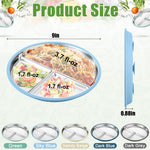 BUSOHA 2 Pack Stainless Steel Kids Plate with Suction - 9” Divided Toddler Baby Plates with Silicone Sleeves Non-Slip 2-in-1 Anti Breakage Metal Toddler Bowls Microwave Dishwasher Safe