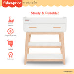 Dream On Me Fisher Price Baby Changing Table, Vintage White Oak – Greenguard Gold & JPMA Certified, Wooden Nursery Dresser with Storage Shelves – Compact, Sturdy & Easy-to-Clean Design