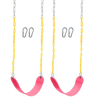 TURFEE 2 Packs Heavy Duty Swing Seat, Swing Set Accessories Replacement with 4 Snap Hooks for Kids Outdoor Play Playground, Trees, Swingsets, Playground(Pink)