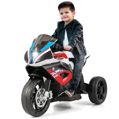 Costzon Kids Motorcycle, Licensed BMW 12V Battery Powered Electric Motorcycle with Headlight, Horn, Music, MP3, USB Port, 3 Wheels Ride on Toddler Motorcycle for Kids, Gift for Boys & Girls (Deep Red)
