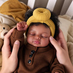 BABESIDE Black Reborn Baby Dolls, 17 Inch Realistic Black Newborn Lifelike Real Life Baby Dolls Soft Vinyl & Cloth Body with Feeding Kit Gift Box for Kids Ages 3+