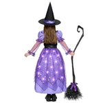 Spooktacular Creations Girls Witch Costume, Light up Witch Costume Kids, Starry Dress with Broom Belt Hat for Child Halloween Role Play Parties, M