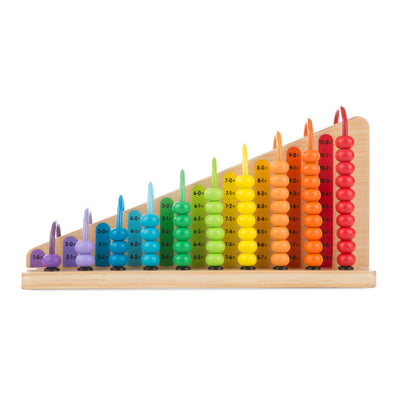 Colorful abacus with wooden frame on a white background